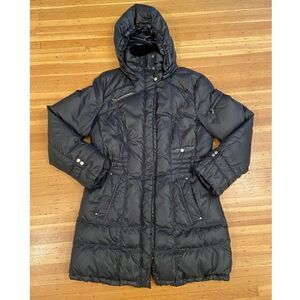 Cole Haan box quilt down puffer black long winter coat